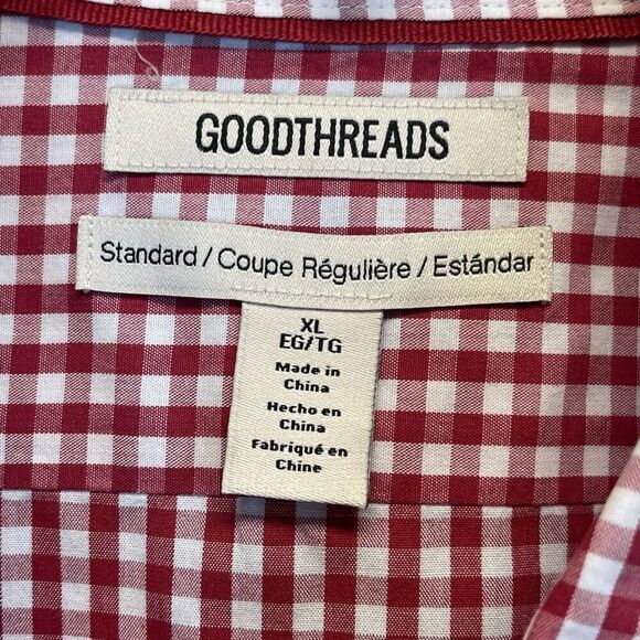 GOOD THREADS Button-up Shirt Men's XL Red & White Standard Fit Gingham Western - Picture 9 of 11